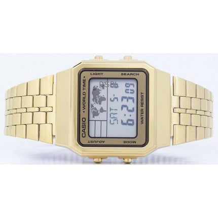 Renoveret Casio Digital Gold Tone rustfrit stål Quartz A500WGA-9DF herreur