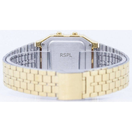 Renoveret Casio Digital Gold Tone rustfrit stål Quartz A500WGA-9DF herreur