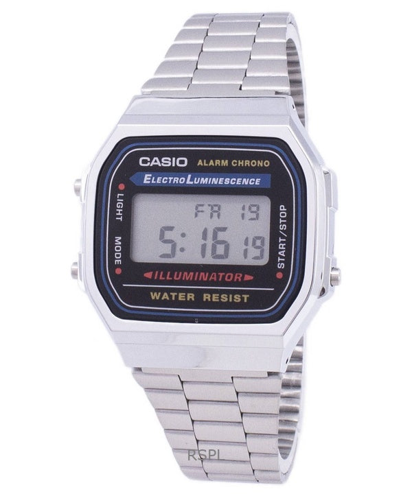 Renoveret Casio Digital Stainless Steel Quartz A168WA-1WDF unisex ur