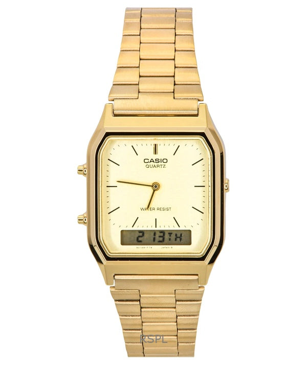 Renoveret Casio Analog Digital Guldskive Quartz AQ-230GA-9DMQYES herreur