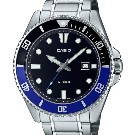 Renoveret Casio Standard Analog Rustfrit Stål Sort Urskive Quartz MDV-107D-1A2 200M herreur