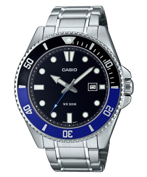 Renoveret Casio Standard Analog Rustfrit Stål Sort Urskive Quartz MDV-107D-1A2 200M herreur