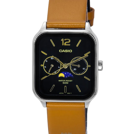 Renoveret Casio Standard Analog Moon Phase læderrem Black Dial Quartz MTP-M305L-1A herreur