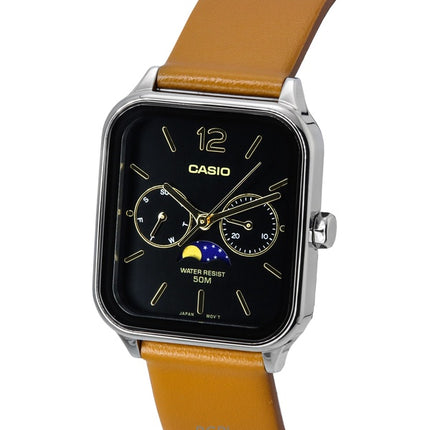 Renoveret Casio Standard Analog Moon Phase læderrem Black Dial Quartz MTP-M305L-1A herreur