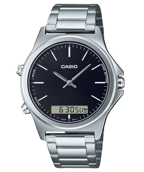 Renoveret Casio Analog Digital rustfrit stål Black Dial Quartz MTP-VC01D-1E herreur