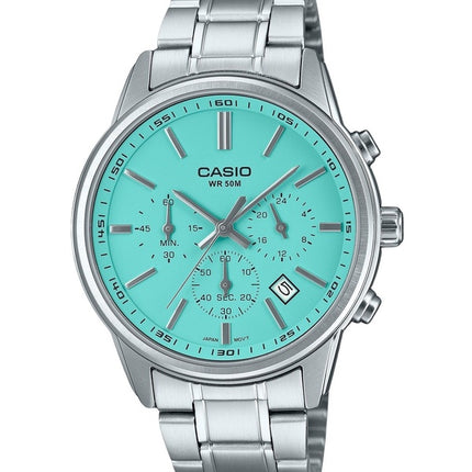 Renoveret Casio Standard Analog Chronograph Turkis Urskive Quartz MTP-E515D-2A2V herreur