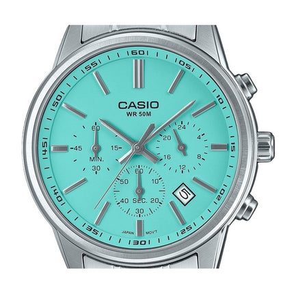 Renoveret Casio Standard Analog Chronograph Turkis Urskive Quartz MTP-E515D-2A2V herreur