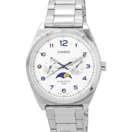 Renoveret Casio Standard Analog Moon Phase White Dial Quartz MTP-M300D-7A herreur