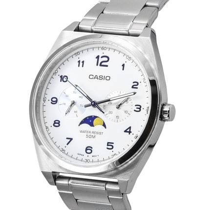 Renoveret Casio Standard Analog Moon Phase White Dial Quartz MTP-M300D-7A herreur