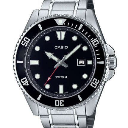 Renoveret Casio Standard Analog Rustfrit Stål Sort Urskive Quartz MDV-107D-1A1 200M herreur