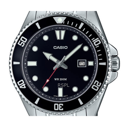 Renoveret Casio Standard Analog Rustfrit Stål Sort Urskive Quartz MDV-107D-1A1 200M herreur