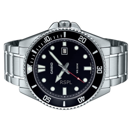 Renoveret Casio Standard Analog Rustfrit Stål Sort Urskive Quartz MDV-107D-1A1 200M herreur