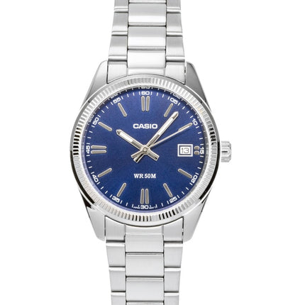 Casio analog rustfrit stål blå urskive kvarts UTP-1302PD-2A1V unisexur