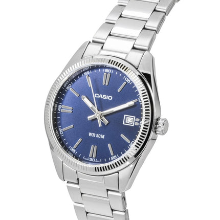 Casio analog rustfrit stål blå urskive kvarts UTP-1302PD-2A1V unisexur