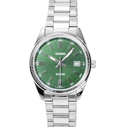 Casio analog rustfrit stål grøn urskive kvarts UTP-1302PD-3A1V unisexur
