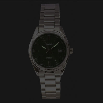 Casio analog rustfrit stål grøn urskive kvarts UTP-1302PD-3A1V unisexur