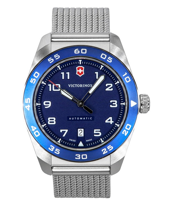 Victorinox Swiss Army rustfrit stål blå urskive automatisk 242045 100M herreur