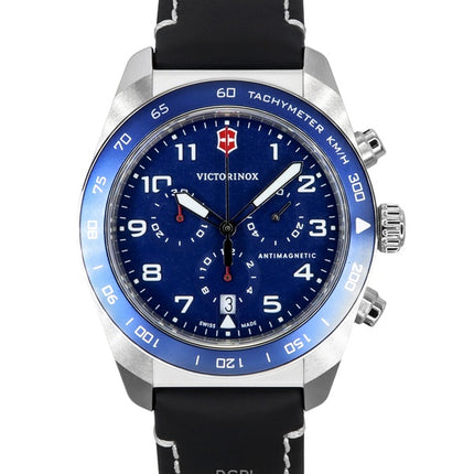 Victorinox Swiss Army Chronograph Læderrem Blå Skive Quartz 242047 100M Herreur