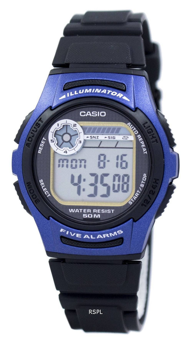 Casio ungdom Digital 5 alarmer Illuminator W-213-2AVDF W-213-2AV Herreur