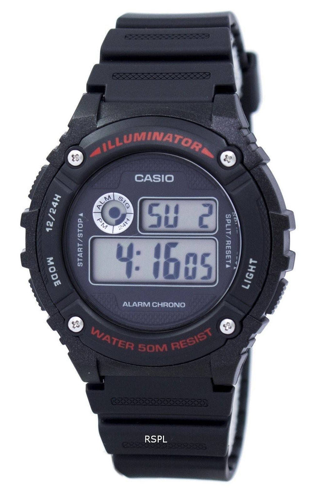 Casio Sports Illuminator Alarm Chrono Digital W-216H-1AV Herreur