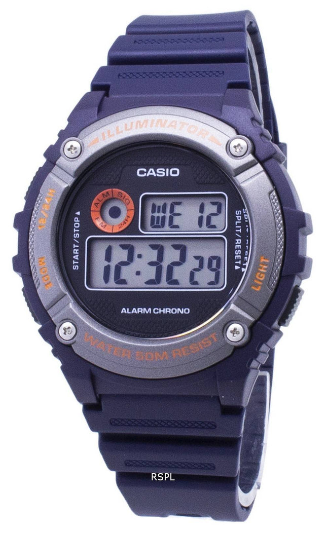 Casio ungdom W-216H-2BV W216H-2BV Illuminator kvarts Unisex ur