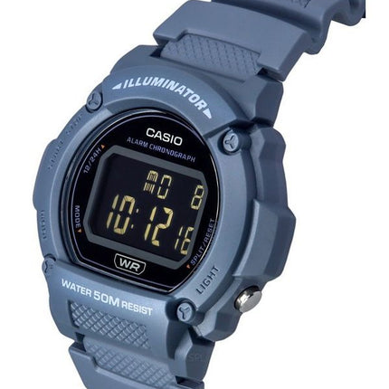 Casio Standard Illuminator Digital Lyseblå Resin Rem Quartz W-219HC-2B herreur