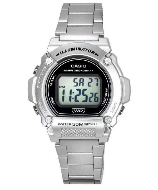 Casio Standard Digital rustfrit stål Armbånd Quartz W-219HD-1A Herreur