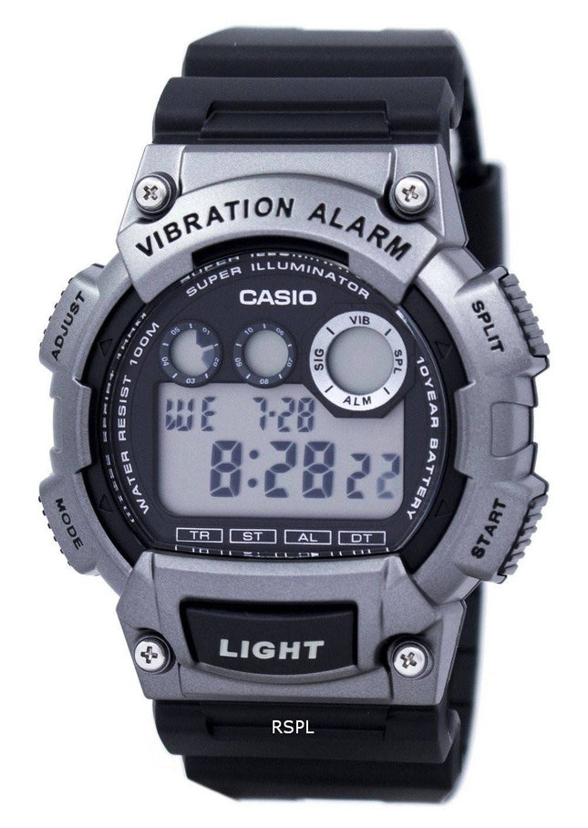 Casio Super Illuminator dobbelt tid vibrationer Alarm Digital W-735H-1A3V Herreur