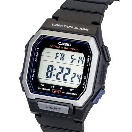 Casio digital harpiksrem sort urskive quartz W-738H-1AV 100M herreur