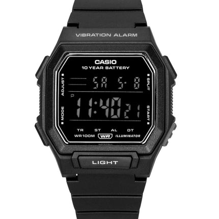 Casio Standard Digital Resinrem Sort Skive Quartz W-738H-1BV 100M Herreur