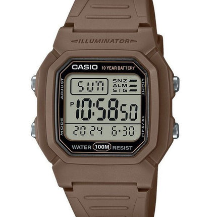 Casio Digital Brown Dual Time Resin Rem Quartz W-800H-5AV 100M herreur