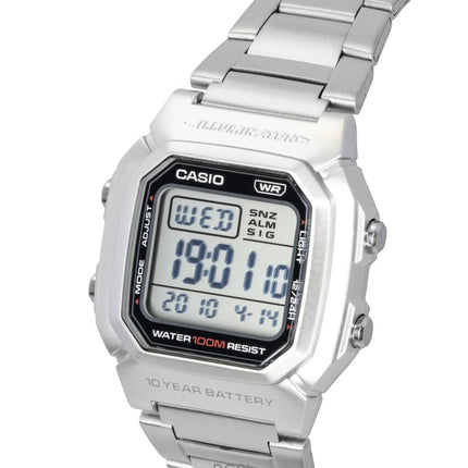 Casio digitalt rustfrit stålarmbånd quartz W-800HD-1AV 100M herreur