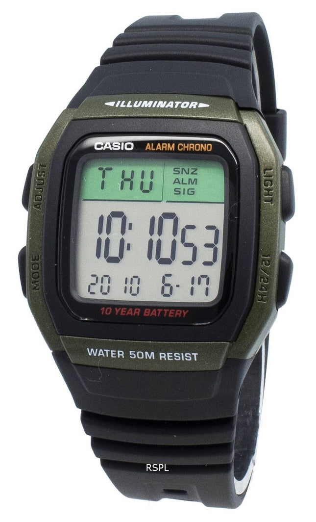 Casio Youth W-96H-3AV W96H-3AV Dobbelt tid Chrono 10 års batteri Herreur