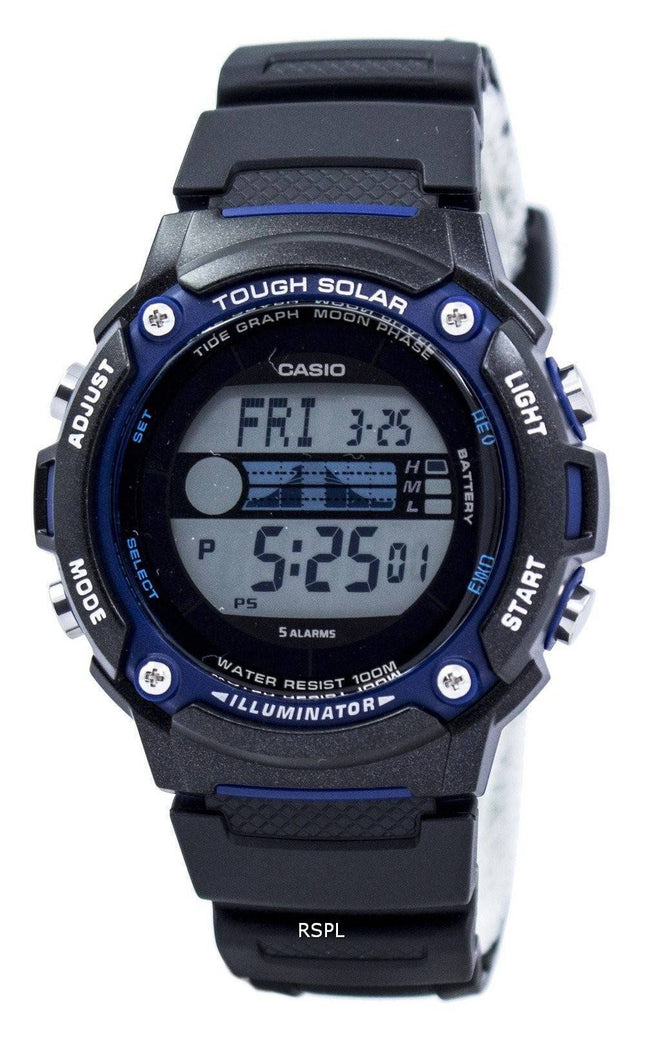Casio hård sol Illuminator tidevandet graf Moon fase Digital W-S210H-1AV Herreur