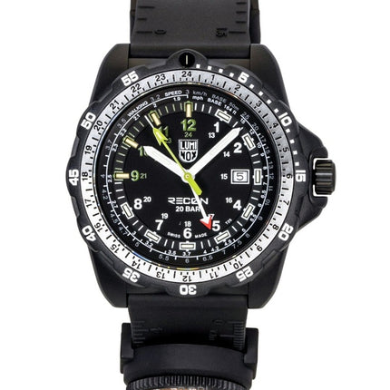 Luminox Recon Nav Spec GMT gummirem sort urskive quartz dykkerur XL.8837.SET 200M herreur