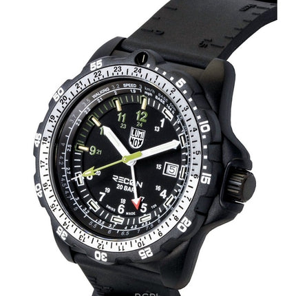 Luminox Recon Nav Spec GMT gummirem sort urskive quartz dykkerur XL.8837.SET 200M herreur