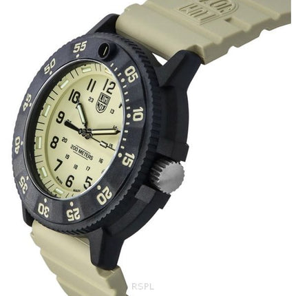 Luminox Original Navy Seal EVO gummirem Beige Urskive Quartz Diver&#39,s XS.3010.EVO.S 200M herreur