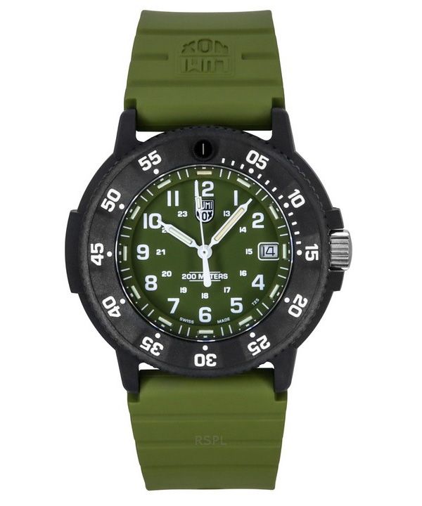 Luminox Original Navy Seal gummirem Grøn skive Quartz Diver',s XS.3013.EVO.S 200M herreur