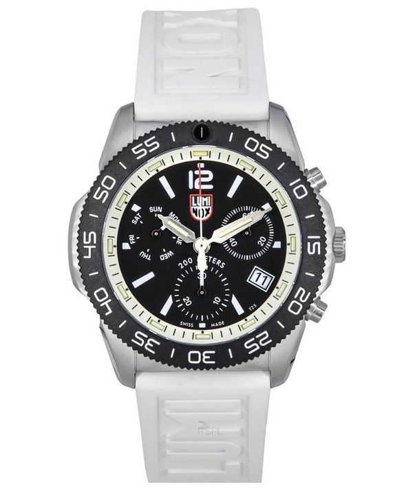 Luminox Pacific Diver Chronograph Hvid gummirem Black Dial Swiss Quartz Diver&#39,s XS.3141 200M herreur