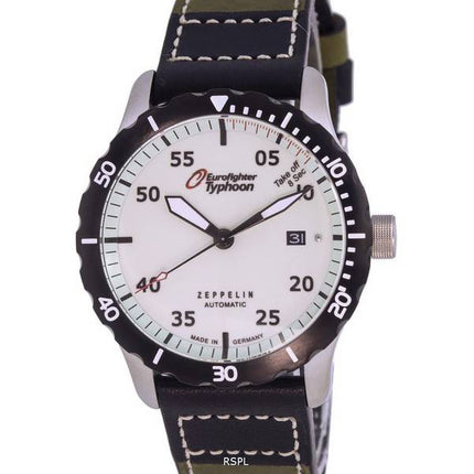 Zeppelin Eurofighter Chronograph Læderrem Beige Urskive Automatisk dykker 7268-5 72685 200M herreur