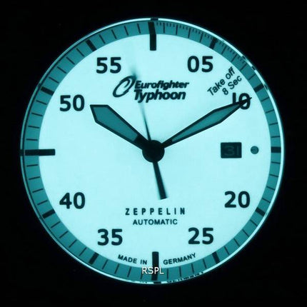 Zeppelin Eurofighter Chronograph Læderrem Beige Urskive Automatisk dykker 7268-5 72685 200M herreur