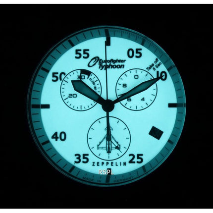 Zeppelin Eurofighter Chronograph Læderrem Beige Urskive Quartz 7298-5 72985 100M herreur