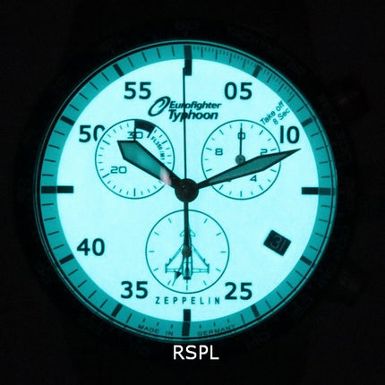 Zeppelin Eurofighter Typhoon Chronograph Beige Luminous Dial Quartz 7298M-5 7298M5 100M herreur