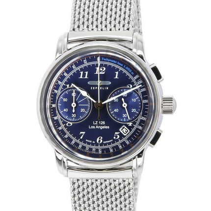 Zeppelin LZ126 Los Angeles Chronograph rustfrit stål Blue Dial Quartz 7614M3 herreur