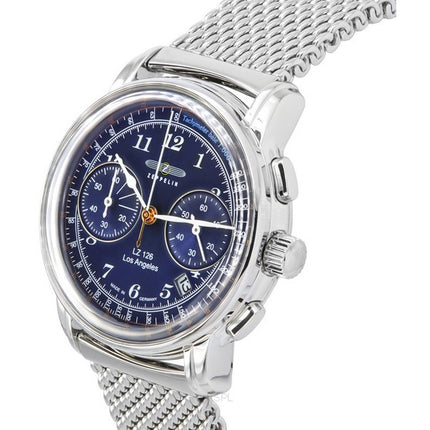 Zeppelin LZ126 Los Angeles Chronograph rustfrit stål Blue Dial Quartz 7614M3 herreur