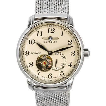 Zeppelin LZ 127 Graf rustfrit stål Åbent hjerte Beige Urskive Automatisk 7666M5 herreur