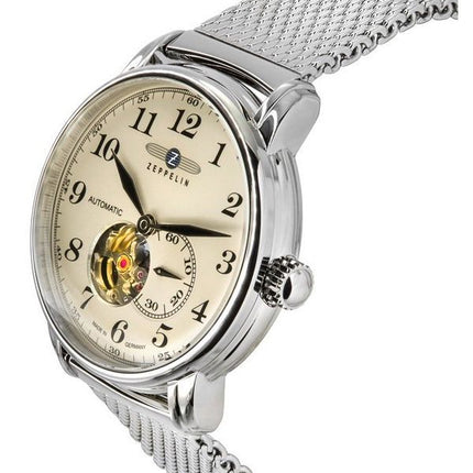 Zeppelin LZ 127 Graf rustfrit stål Åbent hjerte Beige Urskive Automatisk 7666M5 herreur