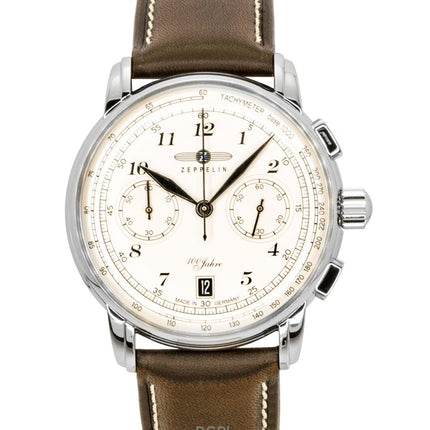 Zeppelin 100 Jahre Chronograph Læderrem Beige Urskive Quartz 76746 Herreur