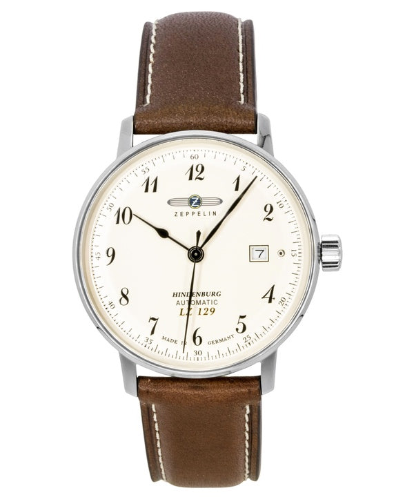 Zeppelin LZ129 Hindenburg læderrem beige urskive automatisk 80565 herreur