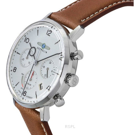 Zeppelin LZ129 Hindenburg Chronograph Brun læderrem Beige Urskive Solar 80865N herreur